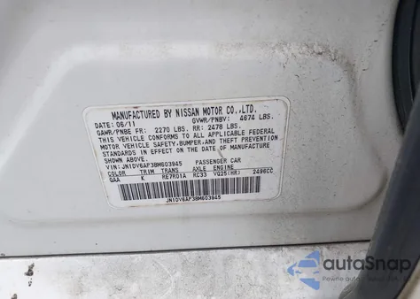 2011 Infiniti G25 Journey z USA, uszkodzony, nr VIN JN1DV6AP3BM603945